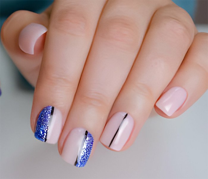 Negative Space Blue Nail Art