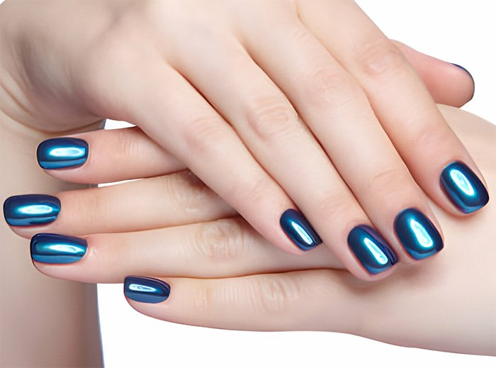 Metallic Blue Nails