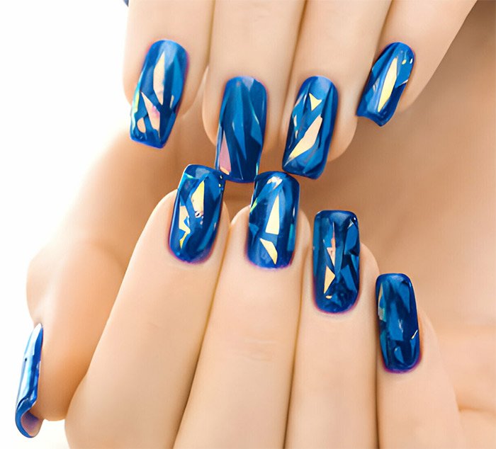 Blue Abstract Nail Art