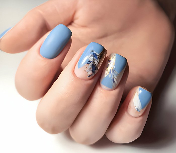 Muted Blue Fall Nails