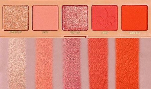 Swatches of ColourPop 5 Pan Palette in Statement Piece