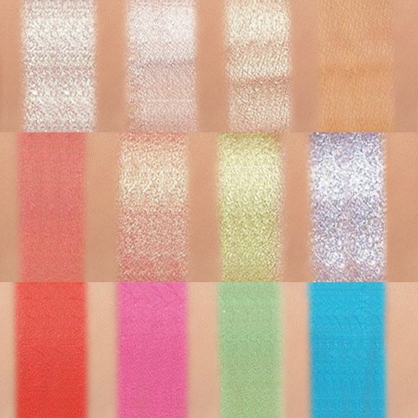 Swatches of ColourPop The Powerpuff Girls Eyeshadow Palette