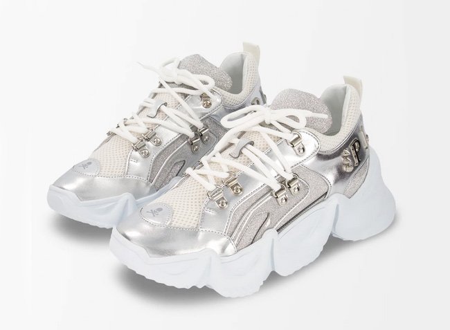 Philipp Plein Runner crystal shoes in silver