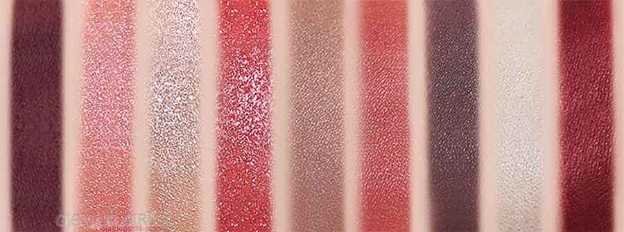 Swatches of Huda Beauty Mauve Obsessions Palette