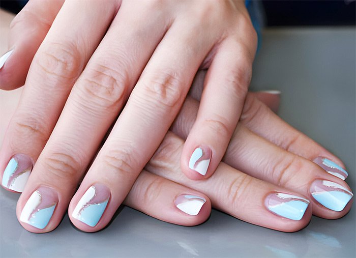Blue and White Nail Art