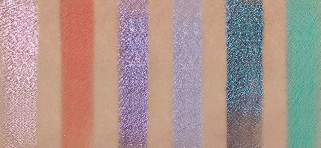 Huda Beauty Mercury Retrograd Swatches of Cosmic, Utopio, Ultraviolet, Nebula, Mercury, Haze