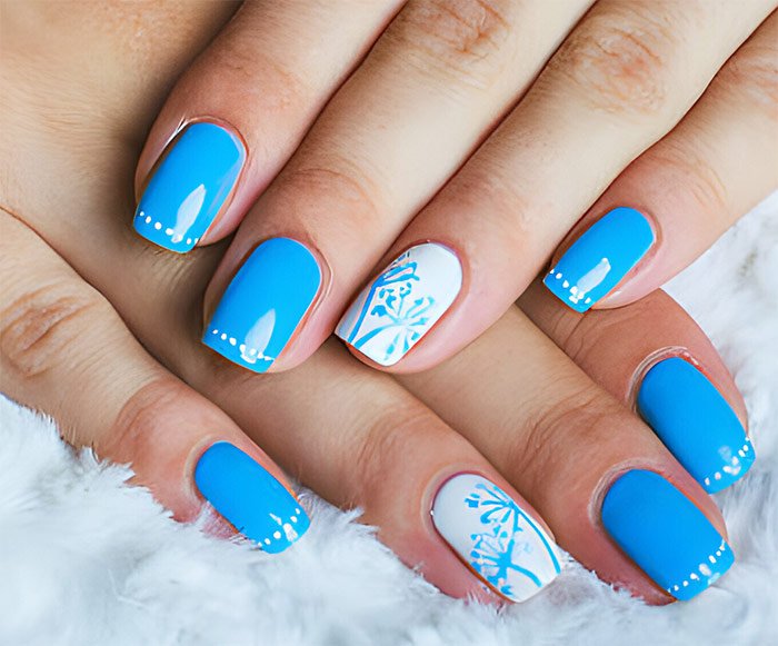 Bright Summery Blue Nails
