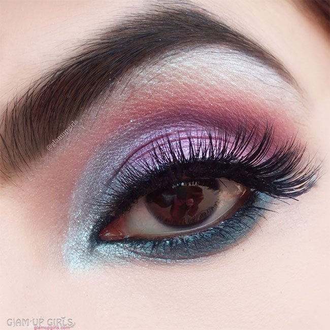 Turquoise Pink Eye Makeup Look with ColourPop My Little Pony Pressed Powder Eyeshadow Palette