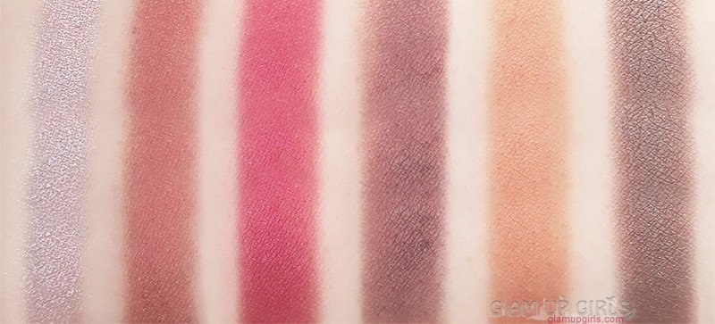 Swatches of L.A. Colors Sweet! 16 Color Eyeshadow Palette in Brave first line