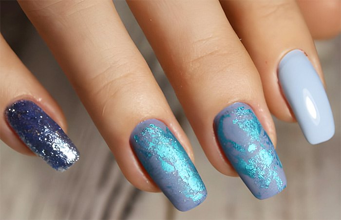 Greyish Blue Nail Art for Fall