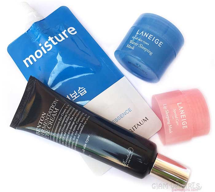 Sleeping mask, lip mask and eye cream